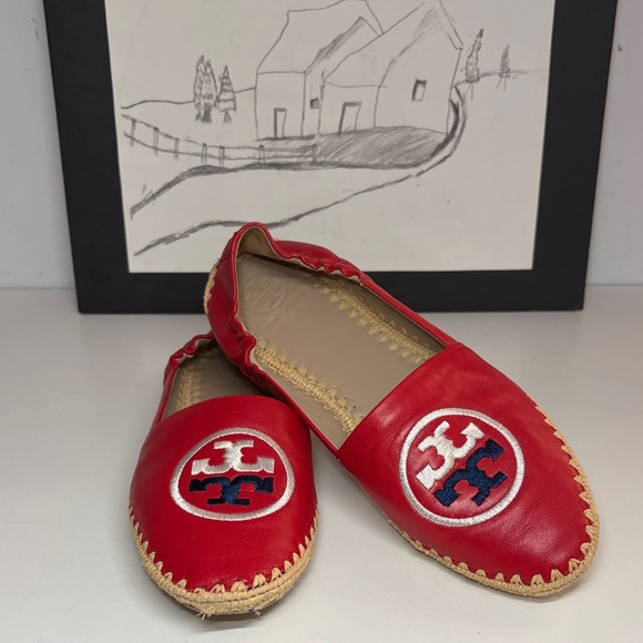 Tory Burch Shoes - Tory Burch Darien Red Loafer Espadrille nappa leather Womens Size 7M
